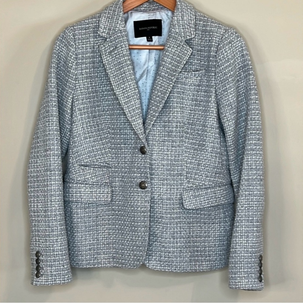Banana Republic blazer grey and white waffle weave twead